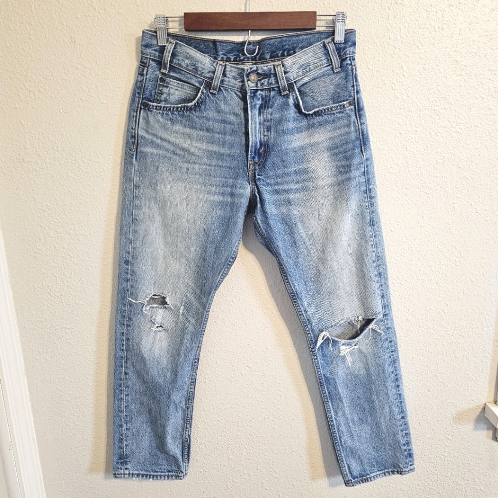 Levis | 505C Orange Tab Cropped Distressed Straight Leg Jeans Heat Stroke Sz 4